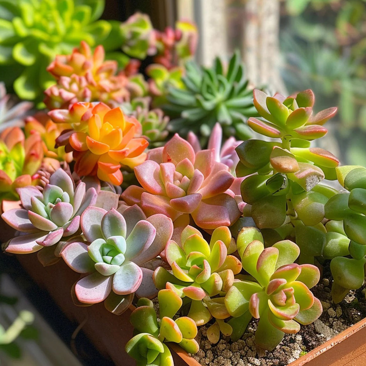 Variegated succulents collection
