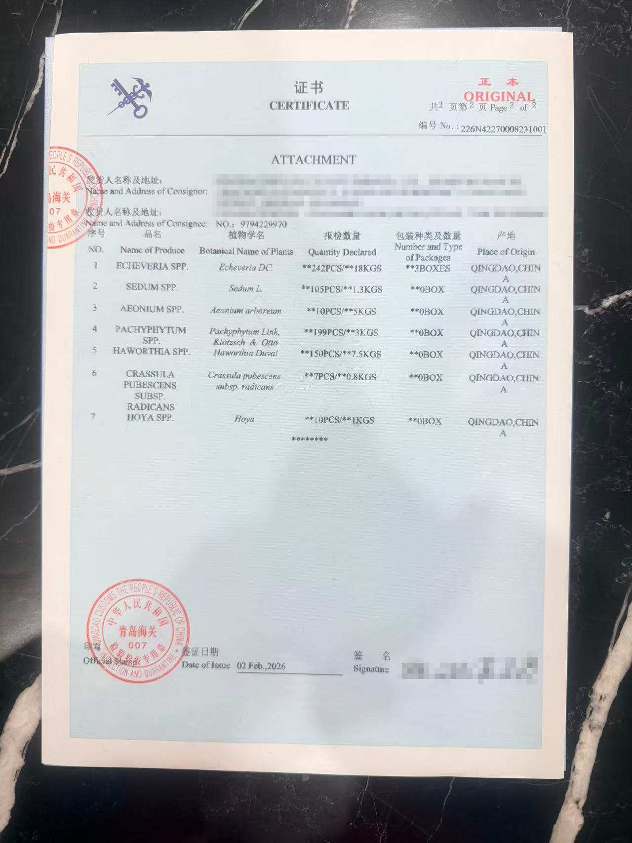 Phytosanitary Certificate Sample 2